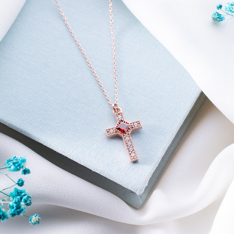 Handcrafted Birthstone Necklace
Silver Cross Jewelry
Personalized Religious Necklace
Customized Birthstone Pendant