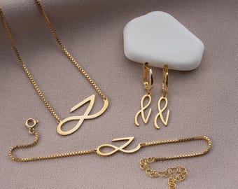 Jungkook gyllene smyckeset: Halsband, armband och örhängen i 925 sterlingsilver