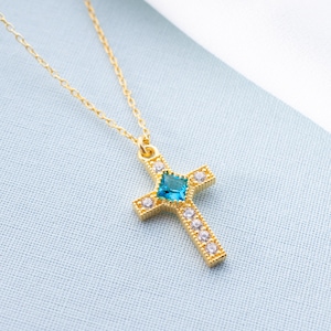 Custom Birthstone Cross Jewelry
Silver Cross for Special Occasions
Personalized Christian Necklace
Birthstone Memorial Necklace