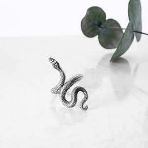 Adjustable Silver Snake Ring: Vintage Gothic Serpent Band