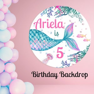 Mermaid Birthday Backdrop: Under the Sea Party Decor (Digital Download)