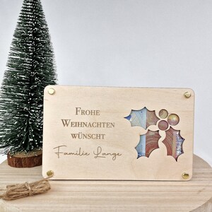 Weihnachten Geldgeschenk | Weihnachtsgeschenk Geld | Holzkarte Weihnachten | Weihnachtskarte Geld | Holzgravur | Geschenkverpackung