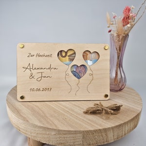 Geldgeschenk Hochzeit personalisiert | Hochzeitsgeschenk Geld | Geschenkkarte aus Holz | Geschenkverpackung Brautpaar | Hochzeitskarte