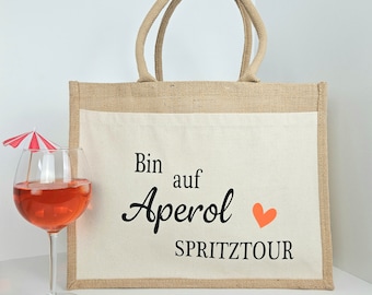 Einkaufstasche Jute | Aperolspritztour | Juteshopper | Tragetasche | Einkaufsbeutel | Geschenk JGA | Junggesellenabschied