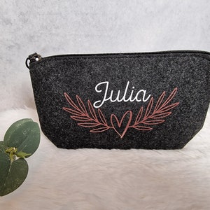 Cosmetic bag personalized made of felt Gift Best Friend sister colleague with desired name image 1