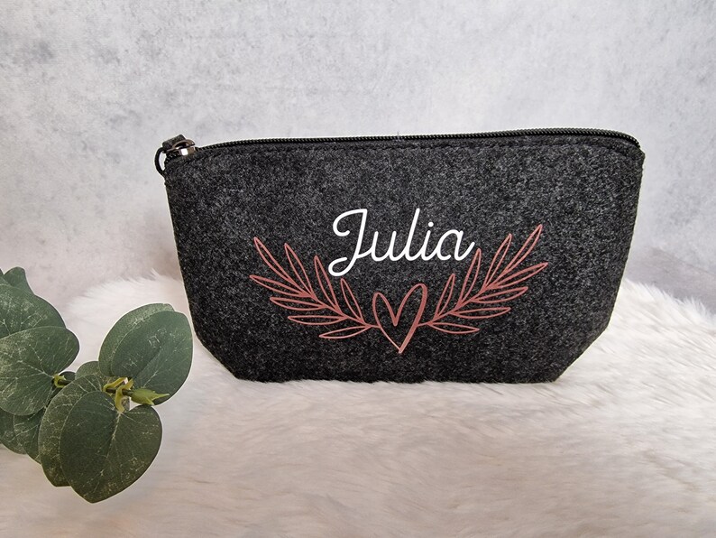 Cosmetic bag personalized made of felt Gift Best Friend sister colleague with desired name image 1