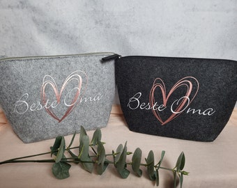 Toiletry bag | Personalized felt cosmetic bag | Gift for Grandma | Birthday for Grandma | Christmas for Grandma | Christmas gift for Grandma