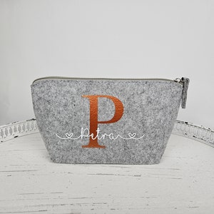 Cosmetic bag personalized Make-up bag personalized Felt bag with name Personalized make-up bag image 4