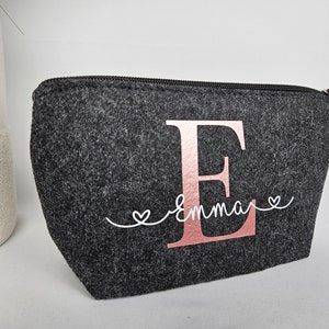 Cosmetic bag personalized Make-up bag personalized Felt bag with name Personalized make-up bag image 7