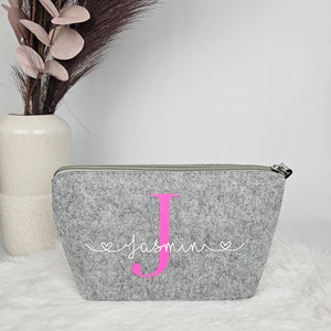 Cosmetic bag personalized Make-up bag personalized Felt bag with name Personalized make-up bag image 3