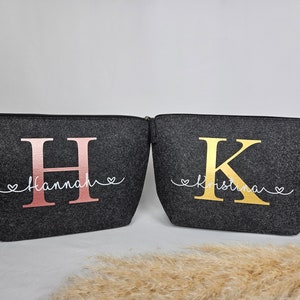 Cosmetic bag personalized Make-up bag personalized Felt bag with name Personalized make-up bag image 5