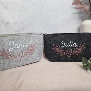 Cosmetic bag personalized made of felt Gift Best Friend sister colleague with desired name image 3