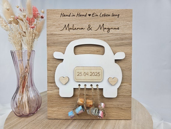 Hochzeitsgeschenk Geld | Geldgeschenk Hochzeit | Hochzeit Auto | Hochzeit Geldgeschenk | Holz | personalisiertes Hochzeitsgeschenk