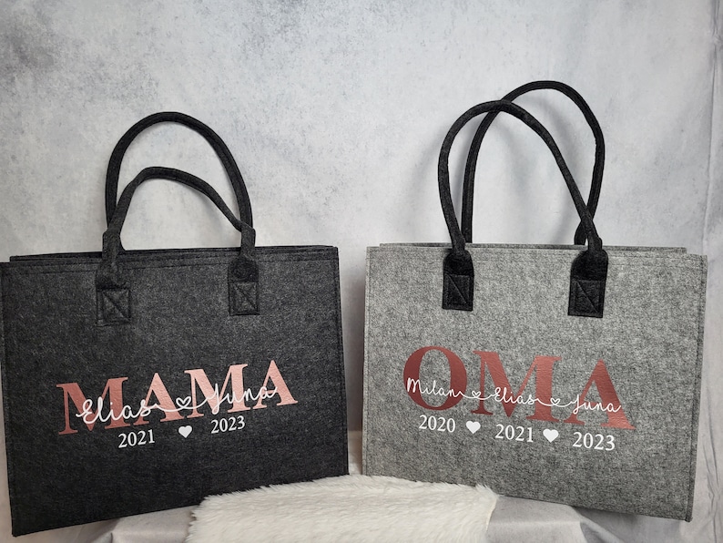 Shopper personalisiert aus Filz Tasche Oma Mama Geschenk Muttertag Bild 3