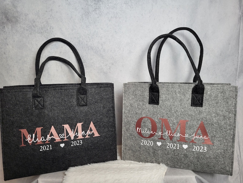 Shopper personalized from felt Felt bag Grandma Mom Birthday Gift image 3