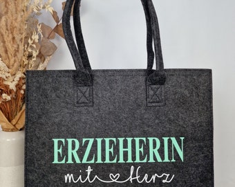 Filztasche Erzieherin | Einkaufstasche Lehrerin | Shopper Erzieherin | Abschiedsgeschenk Erzieherin | Dankeschön Lehrerin