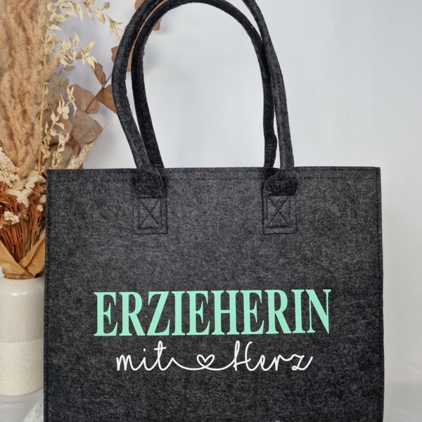 Filztasche Erzieherin | Einkaufstasche Lehrerin | Shopper Erzieherin | Abschiedsgeschenk Erzieherin | Dankeschön Lehrerin