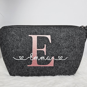 Cosmetic bag personalized Make-up bag personalized Felt bag with name Personalized make-up bag image 1
