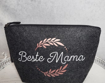 Toiletry bag | Cosmetic bag personalized made of felt | Gift Best Mom | Attention | Thank you | with desired name