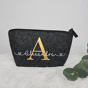Cosmetic bag personalized Make-up bag personalized Felt bag with name Personalized make-up bag image 2