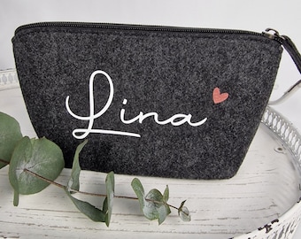 Cosmetic bag personalized | Felt bag personalized | Toiletry bag personalized | Make-up bag personalized | Bag with name