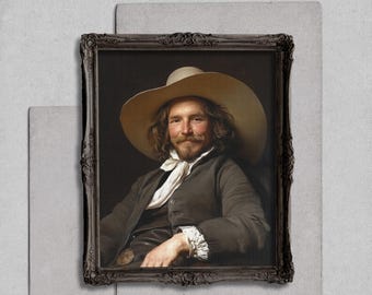 Old Master Portrait Wall Art Print, Dutch Style Man Painting, Rembrandt Inspired, Neutral Brown Fine Art, Frans Hals, Vintage Decor Download