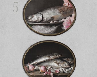Fish Printable Art Trout Art Dark Moody Art Marine Life Art Seafood Wall Art Fisherman aesthetic Gifts for fishermen Dark Painting Lake Art