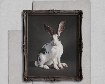 Moody Rabbit Wall Art Print Muted Neutral Decor Dark Minimal Wildlife Artwork Rustic Earth Tone Fine Art Dark Academia Vendor Commercial Use