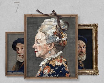 Vintage Fishing Wall Art Set, Fisherman Portrait and Fish Prints, Rustic Lake House Decor, Old World, Angler Artwork, Gallery wall Set