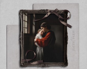 Sister Painterly Print Moody Artwork Gothic Art Dark Oil Painting Instant Access Medieval Painting 15th Century Art Deep Moody Art Digital