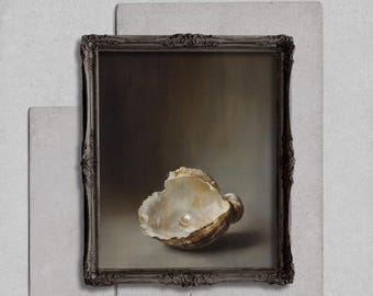 Minimal Shell Art Print, Neutral Object Study, Beige Brown Abstract Still Life, Organic Modern Wall Decor Fine Art Download