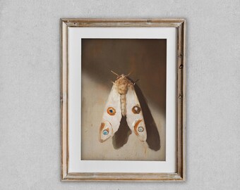 Beige Moth Wall Art Print, Tonal Neutral Decor, Minimal Monochrome Nature Painting, Soft Brown Beige Fine Art Digital Download