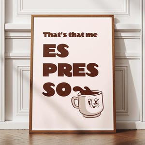 Póster de papel con cita de café, arte de cocina divertido, decoración de restaurante retro, arte mural de espresso, impresión de cafetería de dibujos animados, regalo para amantes del café.
