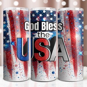 God Bless usa Patriotic 20 oz Skinny Tumbler Sublimation Design Digital Download PNG Instant DIGITAL ONLY, Tumbler Wrap