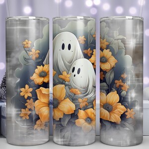 Halloween Cute Ghost 20 oz Skinny Tumbler Sublimation Design Straight Tumbler Wrap Digital Download PNG Instant DIGITAL ONLY