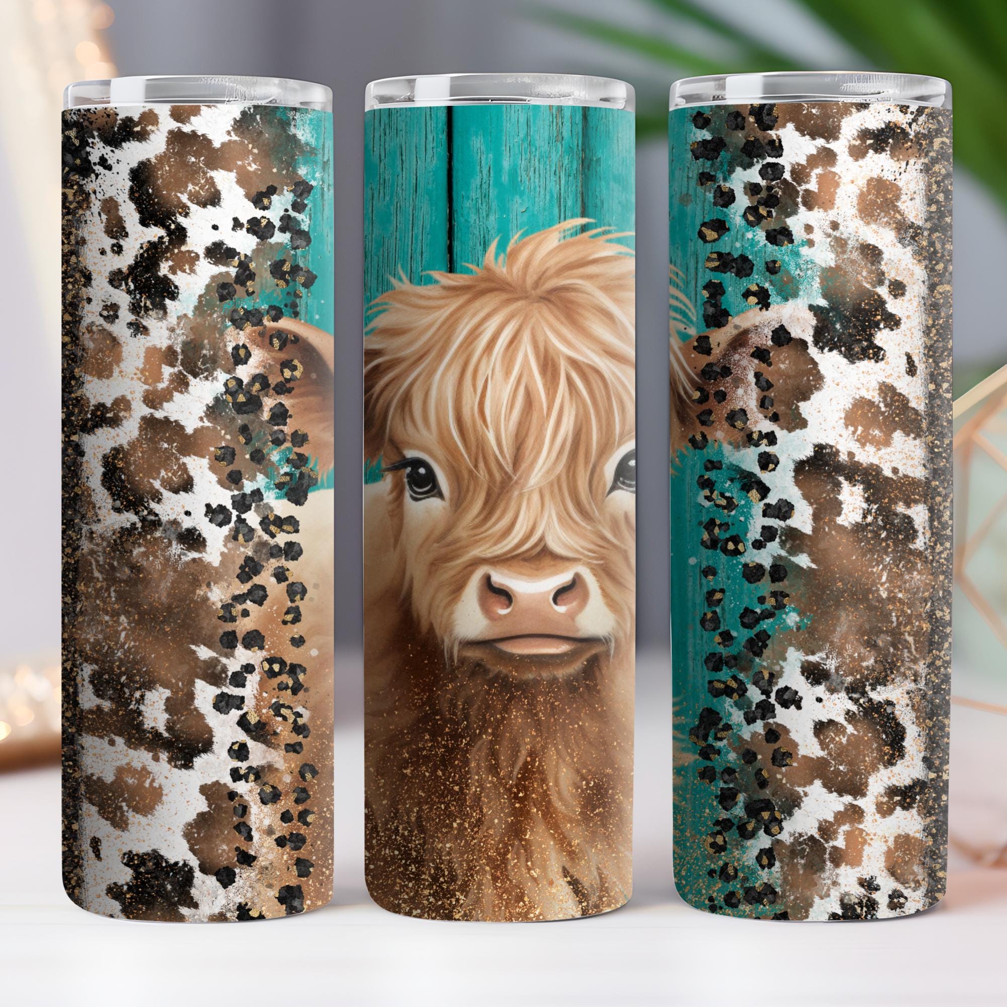 Highland Cow 20 Oz Skinny Tumbler Sublimation Design Straight Tumbler ...