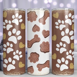 Dog Paw 20 oz Skinny Tumbler Sublimation Design Straight Tumbler Wrap Digital Download PNG, Pet Tumbler Design