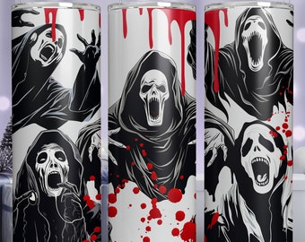 Halloween Scary Ghosts 20 oz Skinny Tumbler Sublimation Design Straight Tumbler Wrap Digital Download PNG Instant DIGITAL ONLY, Ghosts Face