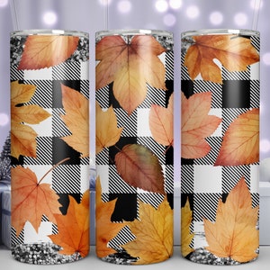 Fall Leaves 20 oz Skinny Tumbler Sublimation Design Straight Tumbler Wrap Digital Download PNG, Autumn Fall Tumbler Design