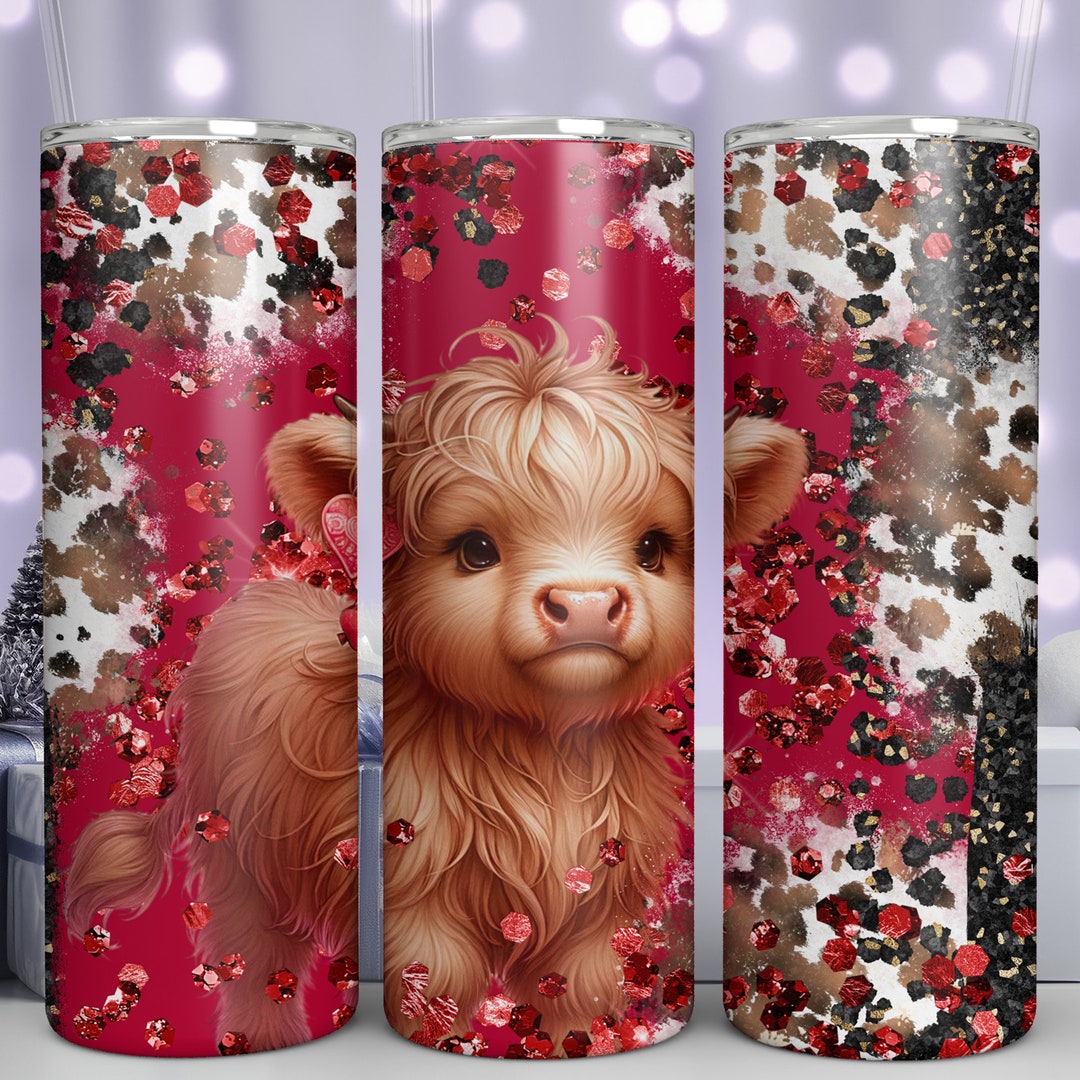 Highland Cow 20 Oz Skinny Tumbler Sublimation Design Straight Tumbler ...