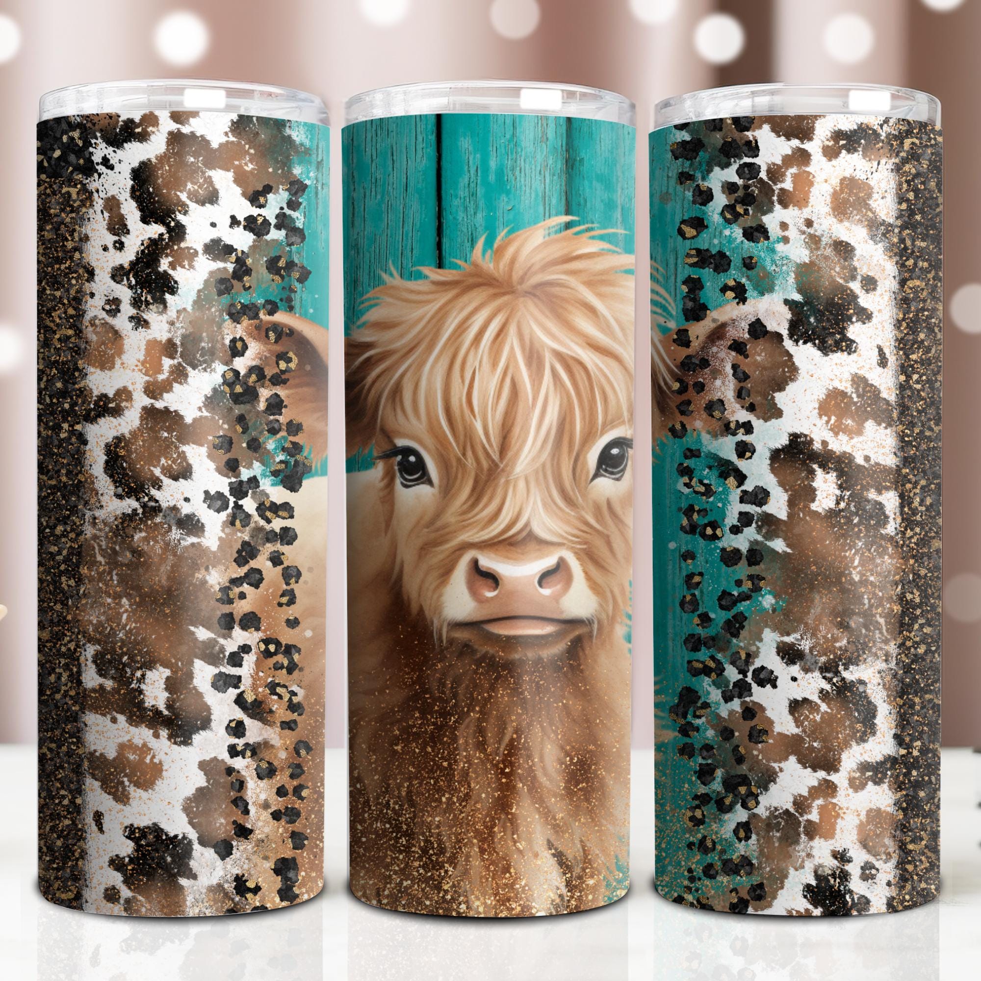 Highland Cow 20 Oz Skinny Tumbler Sublimation Design Straight Tumbler ...