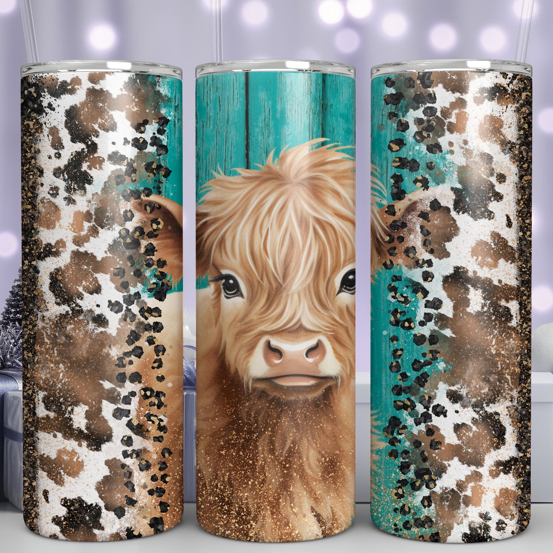 Highland Cow 20 Oz Skinny Tumbler Sublimation Design Straight Tumbler ...
