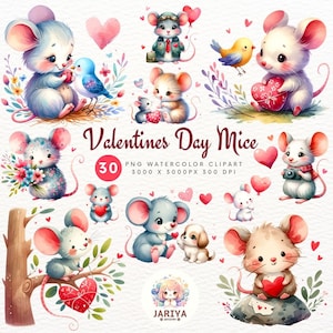 Lindos gráficos de ratones de San Valentín: imágenes prediseñadas románticas para sublimación y creación de tarjetas
