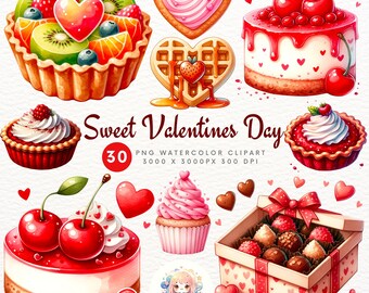 Romantic Valentine's Watercolor Clipart Bundle for Sublimation Designs