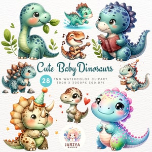 Conjunto de clipart de dinossauros adoráveis bebês - arquivos PNG para sublimação e artesanato