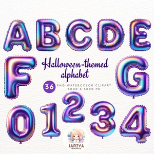Holographic Purple Balloon Letter Clipart: A-Z PNG Designs