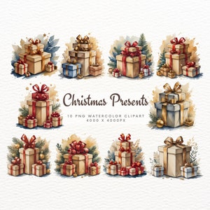Christmas Presents Clipart Bundle, Christmas Presents Clipart PNG, Christmas Presents designs, Christmas Presents Prints zdjęcie 1