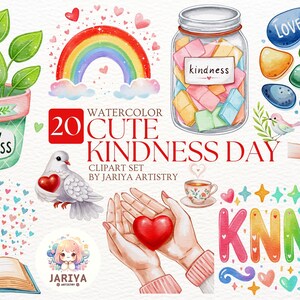 Lindos dibujos en acuarela para el Día de la Amabilidad: ilustraciones encantadoras para crear mensajes compasivos y decoraciones