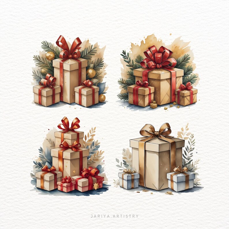 Christmas Presents Clipart Bundle, Christmas Presents Clipart PNG, Christmas Presents designs, Christmas Presents Prints zdjęcie 5