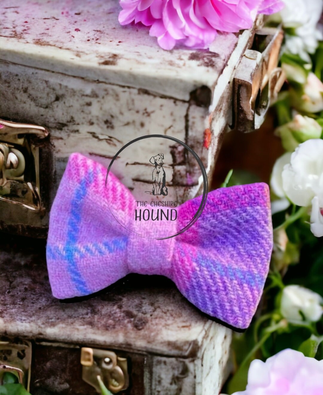 Harris Tweed Pink Purple Check Tartan Dog Bow Tie Dickie Bow Etsy